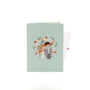 Through the Garden Gate 3D pop-up card closed — card only, mint cover with couple in a floral wreath, everpop