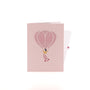 Up in the Clouds 3D pop-up card closed — card only, pink cover with heart balloon and heart trail, everpop