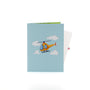 Up, Up & Away 3D pop-up card closed — card only, blue cover with helicopter flying through clouds, everpop