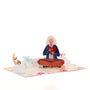 We Have a Surprise 3D pop-up card angle view: pregnancy announcement pop-up with moon and rocking horse, everpop